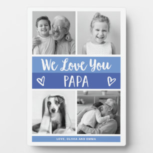 Plaque Photo Aimez-vous Papa   Grille photo couleur bleue