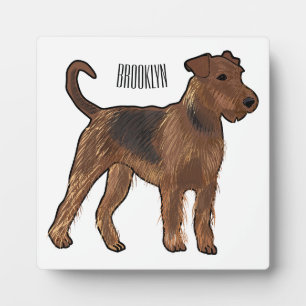 Plaque Photo Airedale terrier dog cartoon
