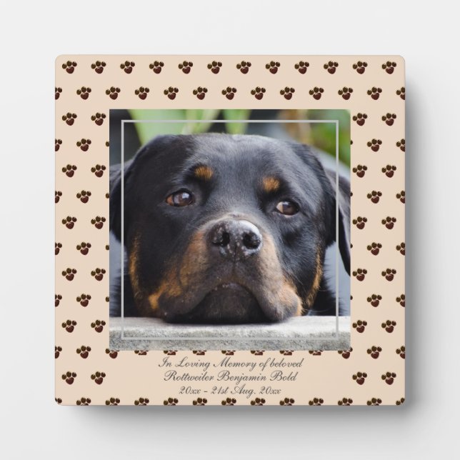 Plaque Photo Ajouter Rottweiler Nom photo Pet Memorial Keepsaké (Devant)