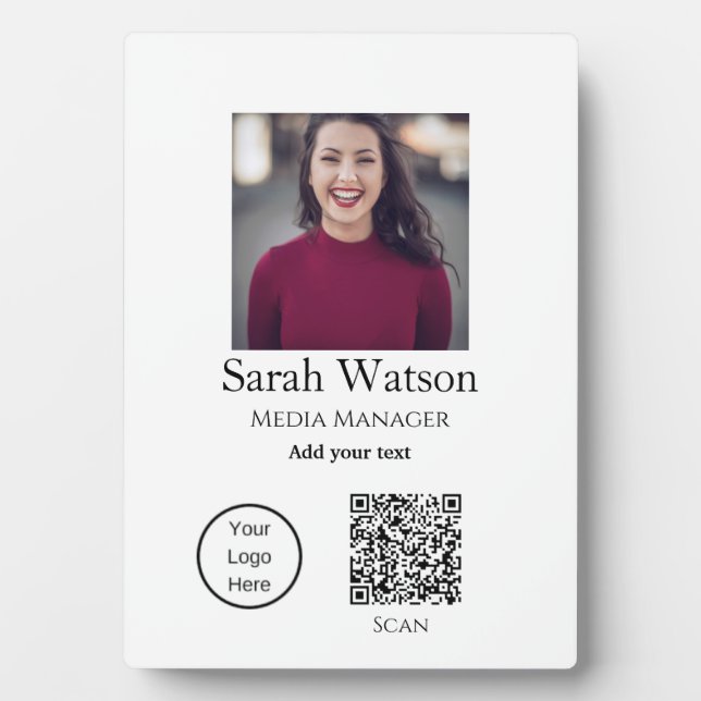 Plaque Photo Ajouter votre nom image titre détails commerciaux  (Devant)