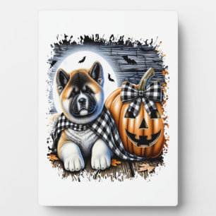 Plaque Photo Akita Dog Carré d'Halloween