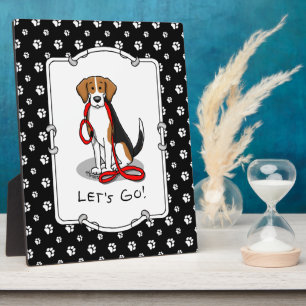 Plaque Photo Allons-y ! (marche) Chien Beagle (tri couleur 3) M