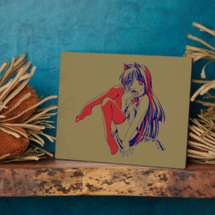 Plaque Photo Américain Manga Neko Catgirl Kawaii Anime