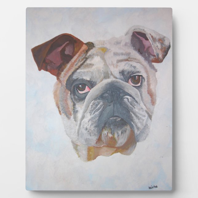 Plaque Photo American Bulldog Artistic Pet Portrait (Devant)