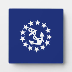 Plaque Photo American Nautical Yacht Flag Navy Blue Decor
