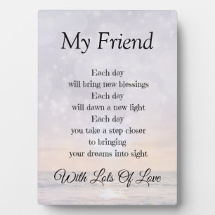 Plaque Photo Ami Amour et encouragement Poème Art cadeau