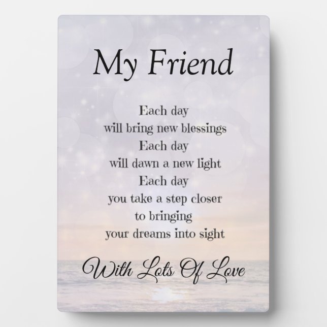 Plaque Photo Ami Amour et encouragement Poème Art cadeau (Devant)