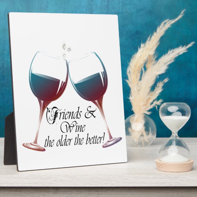 Plaque Photo Amis et vin plus vieux le meilleur art du vin (Côté)