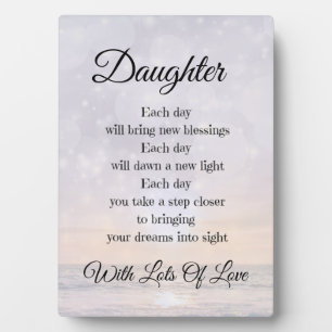 Plaque Photo Amour et encouragement de la fille Poème Art cadea
