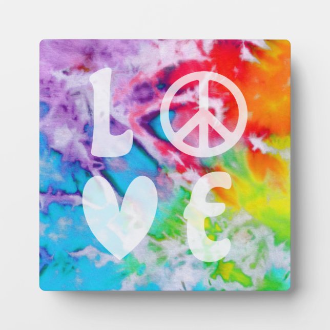 Plaque Photo Amour Paix Abstrait Arc-en-ciel Aquarelle teinture (Devant)