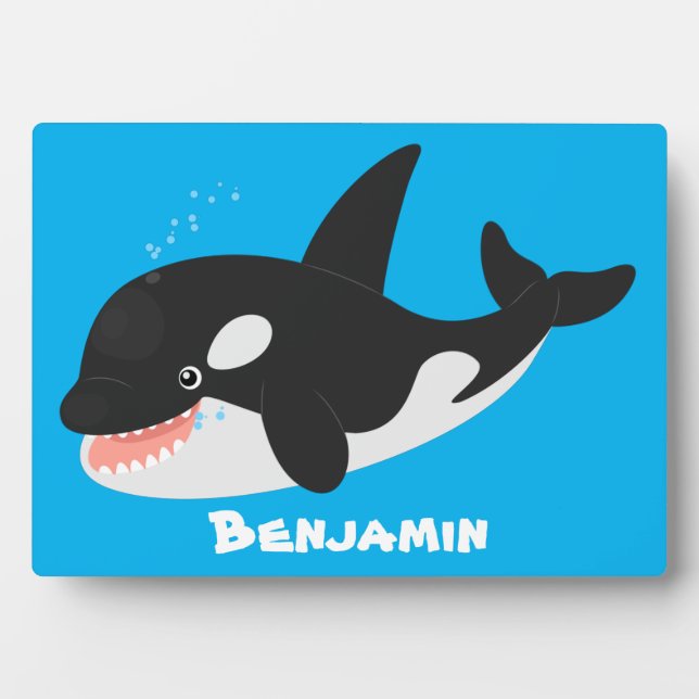 Plaque Photo Amusante baleine orque mignonne dessin animé (Devant)
