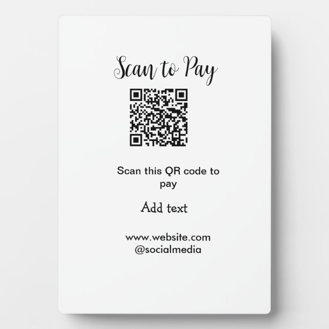 Plaque Photo Analyser pour payer scanner code QR ajouter des dé (Devant)