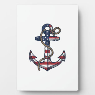 Plaque Photo Ancre Patriotique Design Vectoriel Vintage_1
