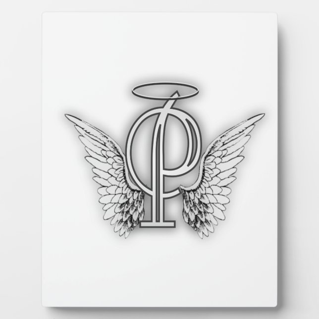 Plaque Photo Angel Alphabet P Lettre initiale Ailes Halo (Devant)