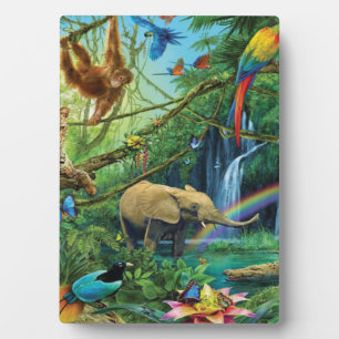 Plaque Photo Animals living together throw pillow