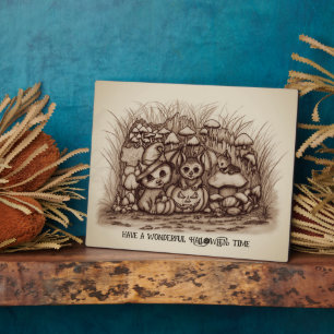 Plaque Photo Animaux mignons attendant Halloween