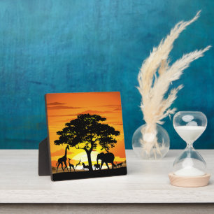 Plaque Photo Animaux sauvages sur le coucher de soleil de la sa