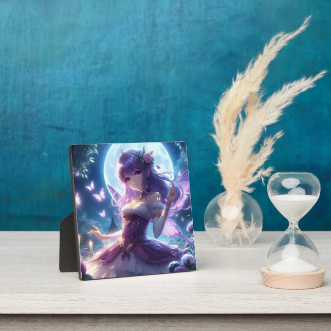Plaque Photo Anime Girl Violet Papillon Aile Lune Fée (Insitu)