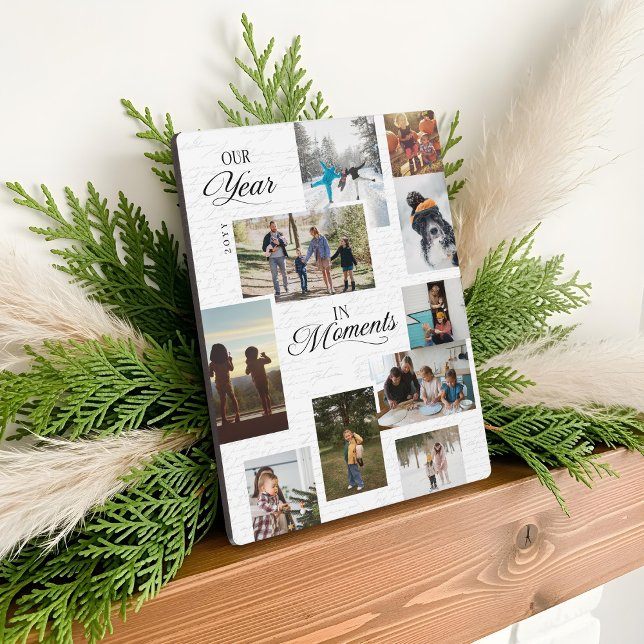 Plaque Photo Année en instants Galerie de photos Collage Keepsa (Year in Moments Photo Gallery Collage Keepsake Plaque)