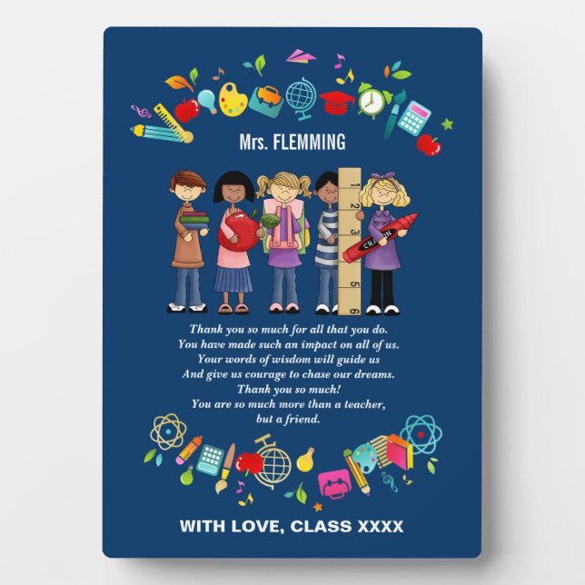 Plaque Photo Appréciation de l'enseignant Nom personnalisé Cade (Devant)