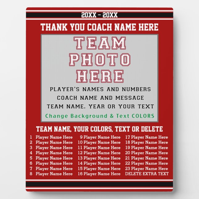 Plaque Photo Appréciation de l'entraîneur Cadeaux votre photo,  (Devant)