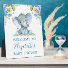 Aquarelle Bleu Floral Baby Elephant Baby shower
