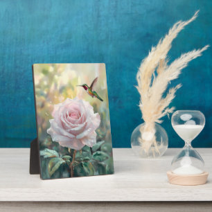 Plaque Photo Aquarelle Colibri et rose