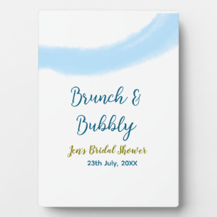 Plaque Photo Aquarelle dorée bleue bulles et brunch mariage