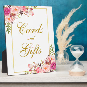 Plaque Photo Aquarelle Floral rose Or Cartes de mariage Cadeaux