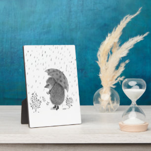 Plaque Photo Aquarelle mignonne Hérisson Rainy Day Whimsical