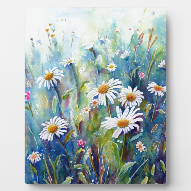 Plaque Photo Aquarelle peinture de marguerite (Devant)