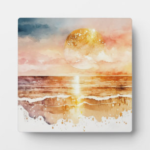 Plaque Photo Aquarelle Plage Design 1