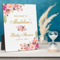 Aquarelle rose Floral or Baby shower Bienvenue
