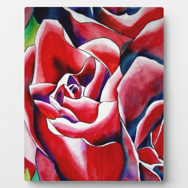 Plaque Photo Aquarelle rose roses d'art original (Devant)