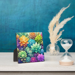 Plaque Photo Aquarelle Verdure Succulents Collage
