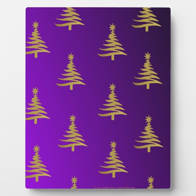 Plaque Photo Arbres de Noël Gold sur violet (Devant)