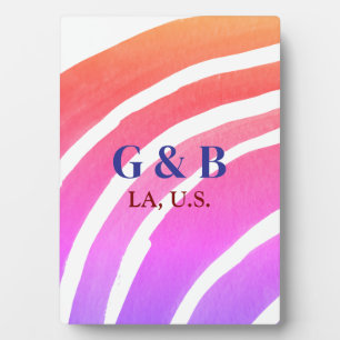 Plaque Photo Arc-en-ciel rose jaune ajoutez le nom du couple li