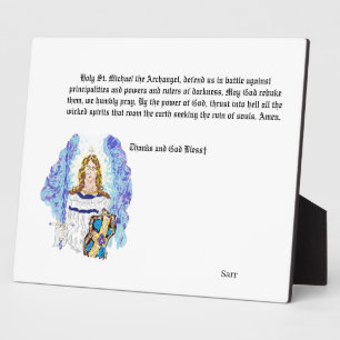 Plaque Photo Archangel Micheal avec prière