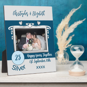 Plaque Photo Argent 25 ans anniversaire ajouter des noms photo 