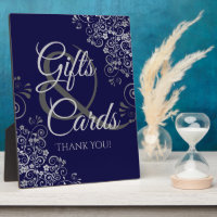 Argent sur bleu marine Élégant mariage Cadeaux et 