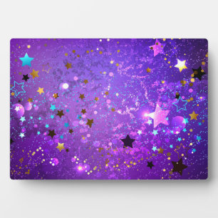 Plaque Photo Arrière - plan de feuille violet avec étoiles