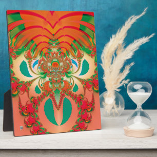 Plaque Photo Art abstrait fractal de hibou rouge