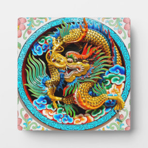 Plaque Photo art cool de fleur de lotus de dragon coloré