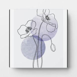 Plaque Photo Art de ligne de fleurs botaniques avec triangle et