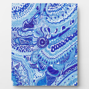 Plaque Photo Art motif de style Royal Blue et White Ming