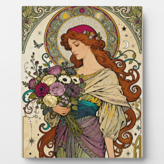 Plaque Photo Art Nouveau Art with Easel