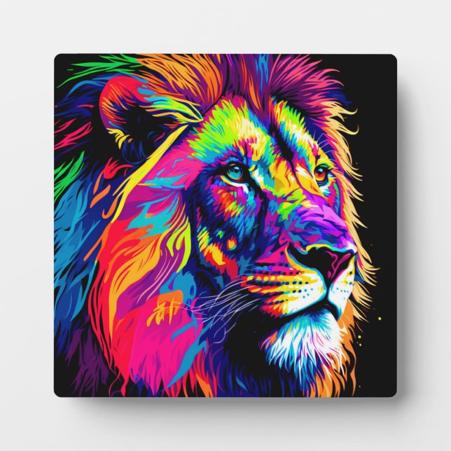 Plaque Photo Art numérique Abstrait 3d Portrait de Lion (Devant)