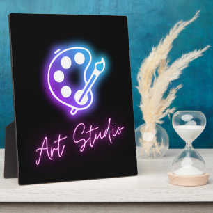 Plaque Photo Art Studio Neon Line Art