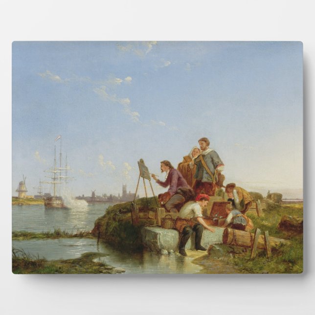 Plaque Photo Artiste à son Easel and Shipping au-delà, 1894 (hu (Devant)