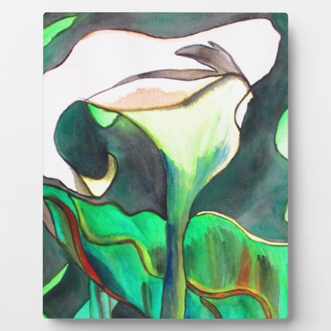 Plaque Photo Arum Lily aquarelle peinture originale (Devant)